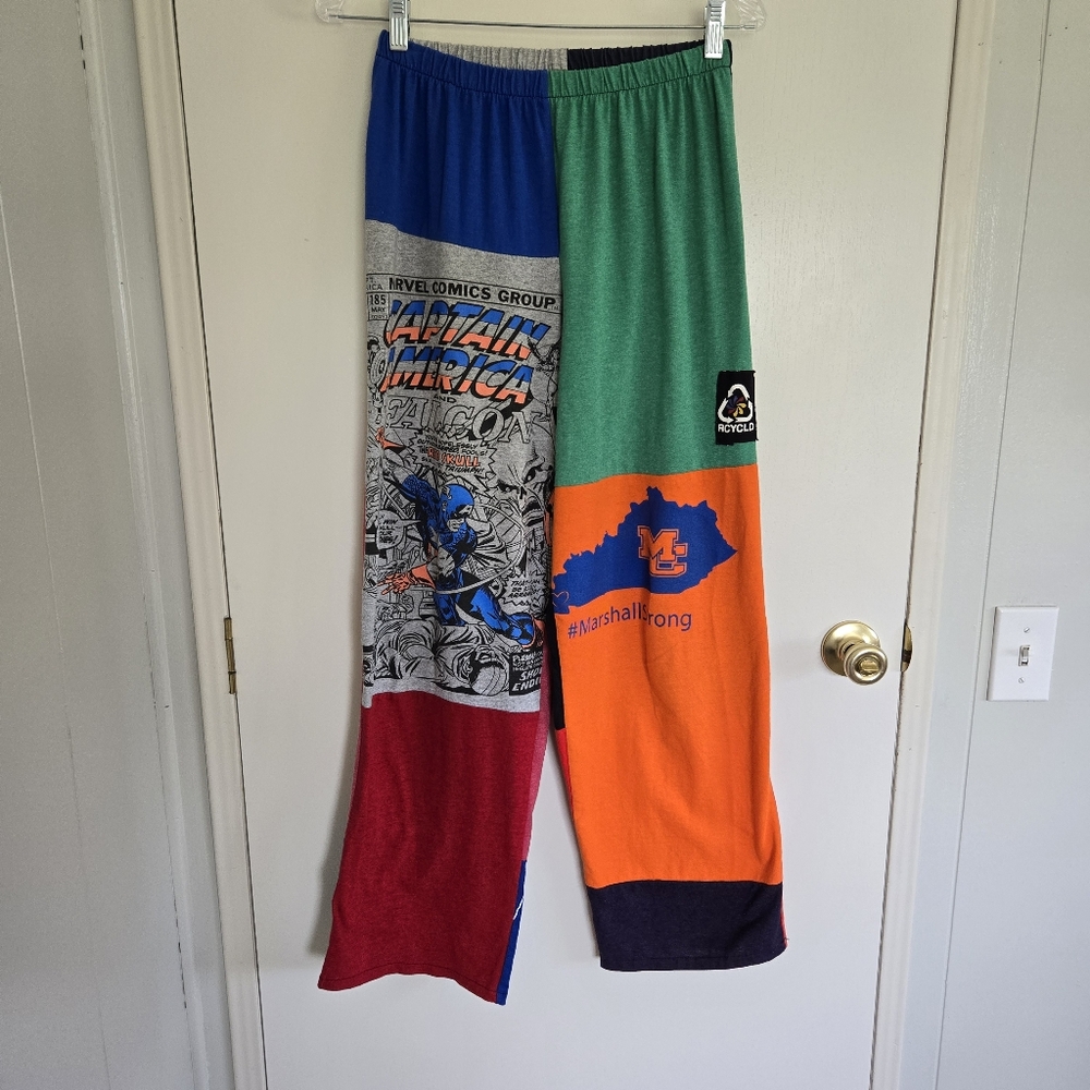 Recycled Clothing Colorful Patchwork T-Shirt Pants Women's S